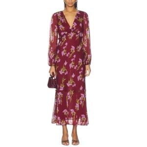 ASTR the Label NWT Calantha Dress in Wine Floral Size Large
